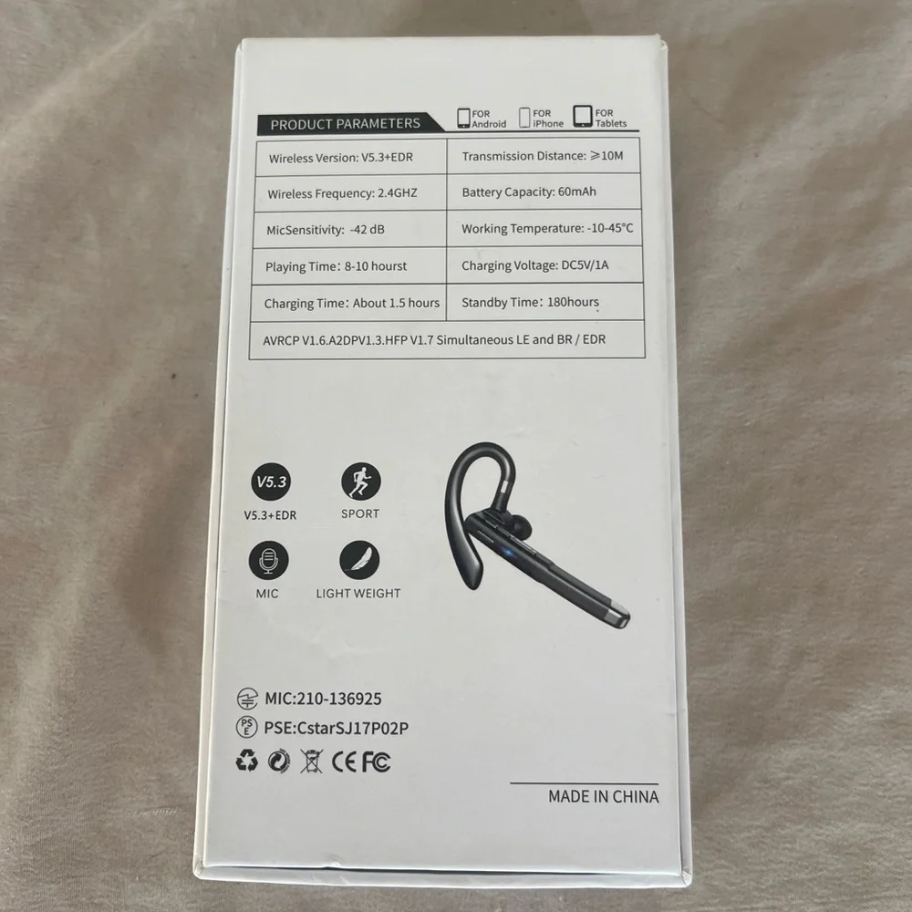 YYK-520 Bluetooth Headset Black HD Microphone Rotatable Soft Rubber Ear Hook
